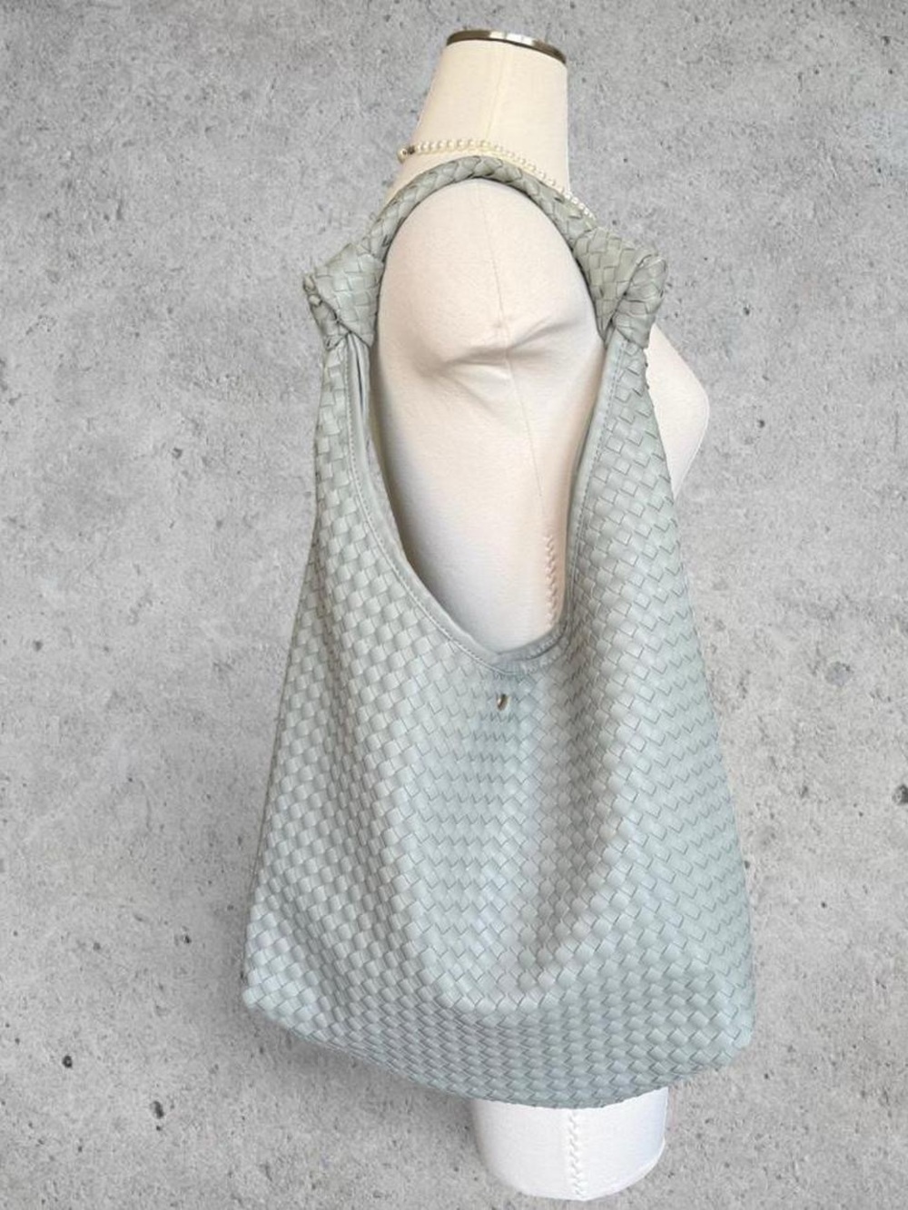 Anthropologie ‘The Love Knot Slouchy Bag’ Woven Shoulder Bag in Pale Gray